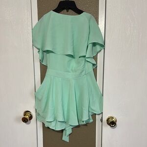 Pink Lily Mint Green Ruffle Romper - Boho Summer